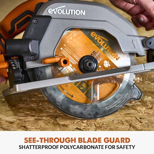 Evolution Power Tools R185CCSX Circular Saw With 1020 mm 3-Piece Track | Multi-Material Blade, Cuts Wood, Metal, Plastic & More | Incl Dust Port Adapter | 185mm (230v)