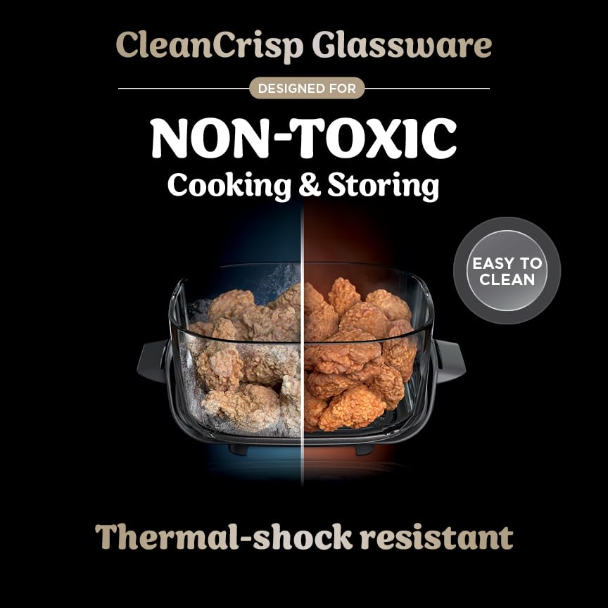 Ninja CRISPi Portable Air Fryer, 3.8L, 4-in-1: Air Fry, Roast, Keep Warm, Recrisp, Space Saving Compact Design, 2x Removable Glass Containers & Lids, 1700W, Cyber Space Blue FN101UKGY