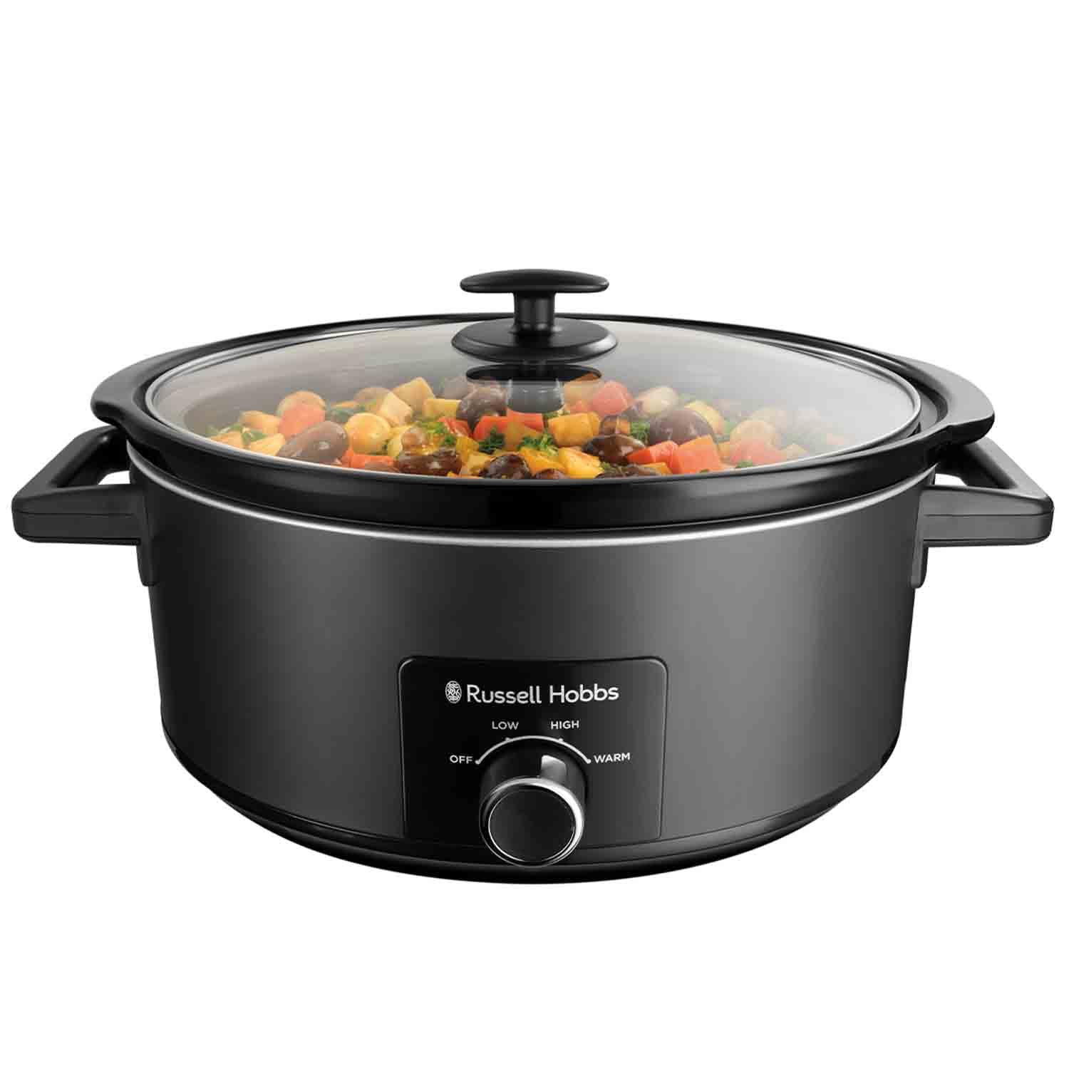 Russell Hobbs Good-to-Go 6.5L Electric Multicooker - 8 Digital functions inc Sear, Slow Cook, Steam, Boil, Keep warm & Roast, Cast aluminium housing, Glass lid, Dishwasher safe parts, 750W, 28270