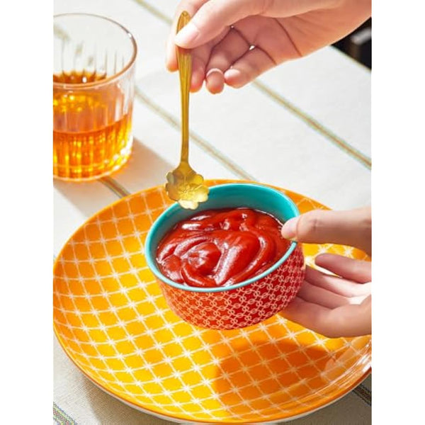 DOWAN 176 ml Dipping Bowls Set of 6, 9 cm Diameter Porcelain Ramekins with Lids for Creme Brulee, Condiment, Olives, Nuts, Souffle Dishes, Oven Safe, Colourful