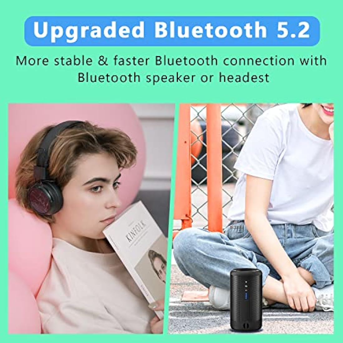 64GB MP3 Player with Bluetooth 5.2, AiMoonsa Music Player with Built-in HD Speaker, FM Radio, Voice Recorder, HiFi Sound, E-Book Function, Earphones Included