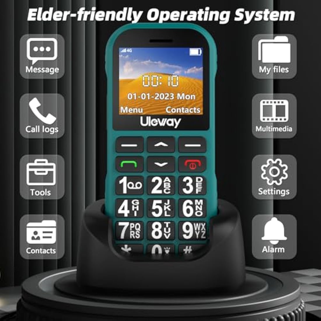 4G Big Button Mobile Phone for Elderly,USB-C Charging,1800mAh Long Standby, Easy to Use Basic Mobile Phone, SIM Free Unlocked Senior Mobile Phones With SOS Emergency Button Large Volume FM Radio