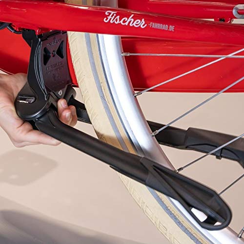 FISCHER Jumbo Two-Legged Stand, Suitable for E-Bikes, Tandems & Bicycles 27-28 Inch, 80 kg Load Capacity, Black