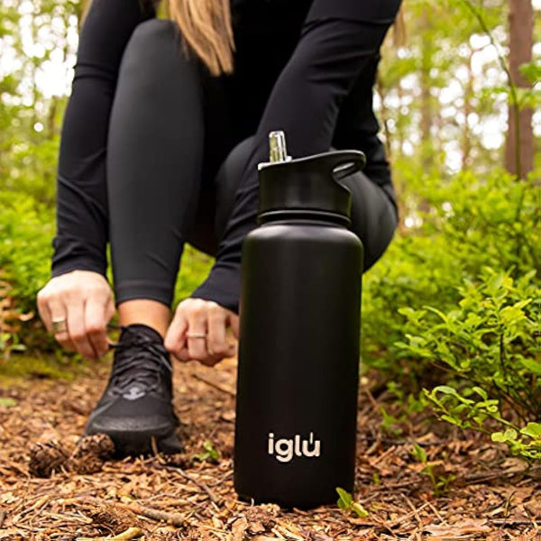 iglu Reusable Water Bottles | Premium Double Walled Stainless Steel | 1 Litre Vacuum Insulated Bottle | Leakproof Straw Lid | Sweatproof & BPA Free | Great His & Her Eco Gift (Himalayan Pink, 1L)