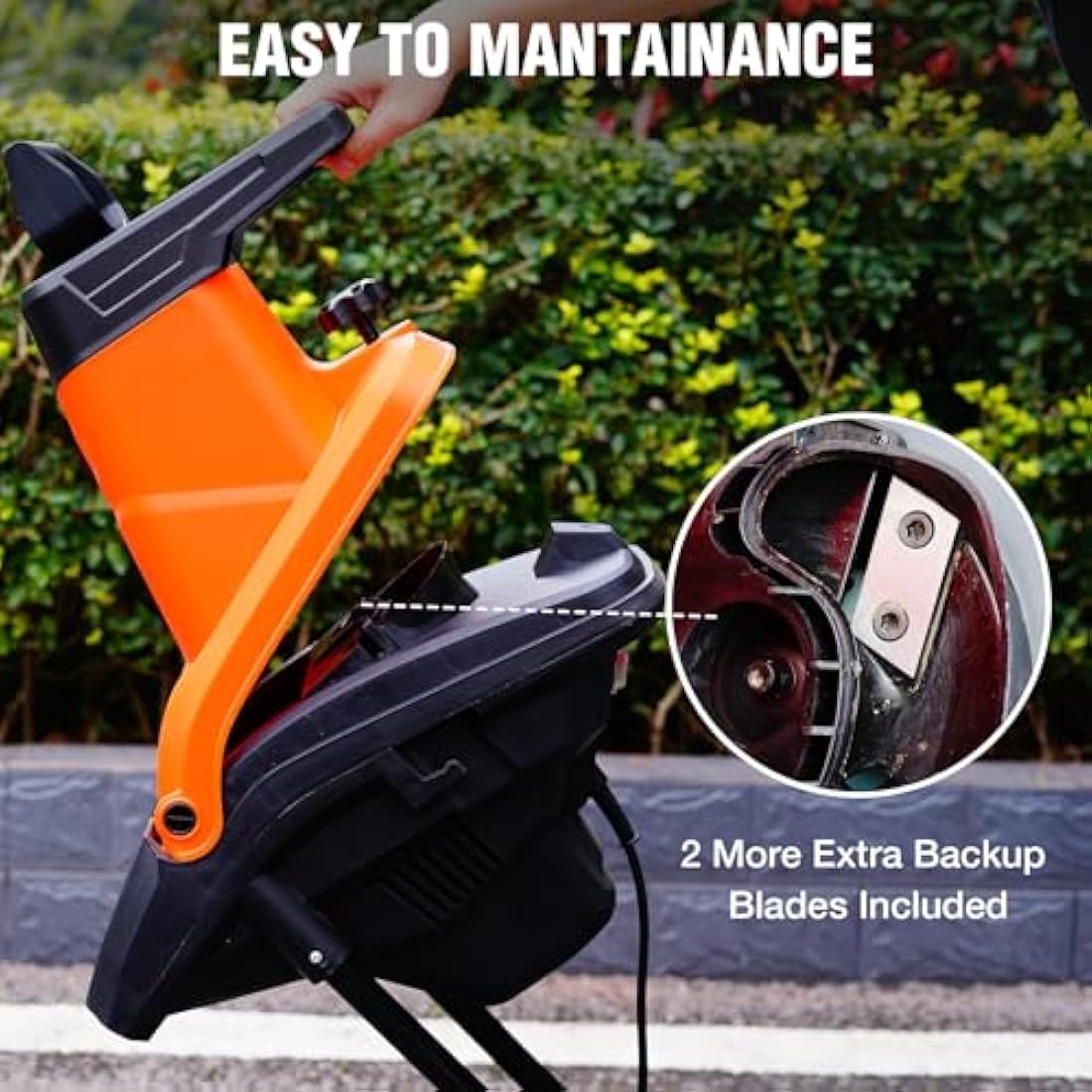 AIVOLT 2500W Garden Shredder, Electric Wood Chipper, Crush up to 45mm, 3600rpm Speed, 10m Power Cable, Reversible Steel Blades with Detachable 50L Collection Bag for Garden Debris, Leaves and Branches