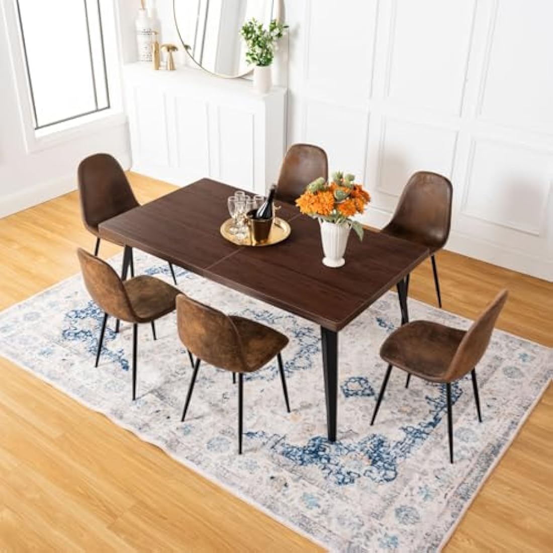 Homy Casa Set of 4 Dining Chairs Soft Chairs and Backrest Kitchen with Solid Metal Legs for Living Room Lounge Home Brown