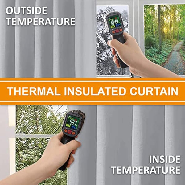 Hachette Thermal Blackout Curtains Eyelet Ring Top Including Pair of Tiebacks (Silver Grey, 90" X 90")