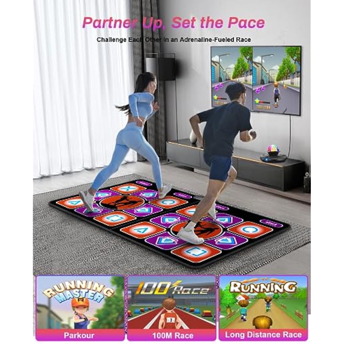 Acelufly Dance Mat, Flannel Dance Mat for TV with Camera, Double Dance Game Mat with Wireless Controller, Non-Slip Dance Pad for Kids Adults, Gifts for Girls Boys