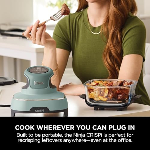 Ninja CRISPi Portable Air Fryer, 3.8L, 4-in-1: Air Fry, Roast, Keep Warm, Recrisp, Space Saving Compact Design, 2x Removable Glass Containers & Lids, 1700W, Cyber Space Blue FN101UKGY