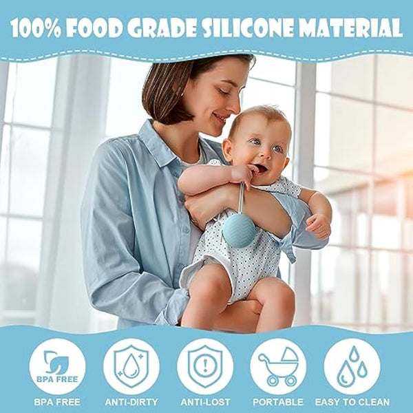 Aolso Dummy Holder Case Set, 2PCS Silicone Dummy Holder Case, Baby Dummy Holder Case, Pacifier Holder Case, Portable Soother Pods for Baby, Baby Pacifier Case for Travel, Home (Green/Blue)