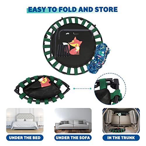 38" Kids Trampoline with Foldable Bungee Rebounder and Safety Padded Cover Mini Trampoline for Indoor and Outdoor use (Green)