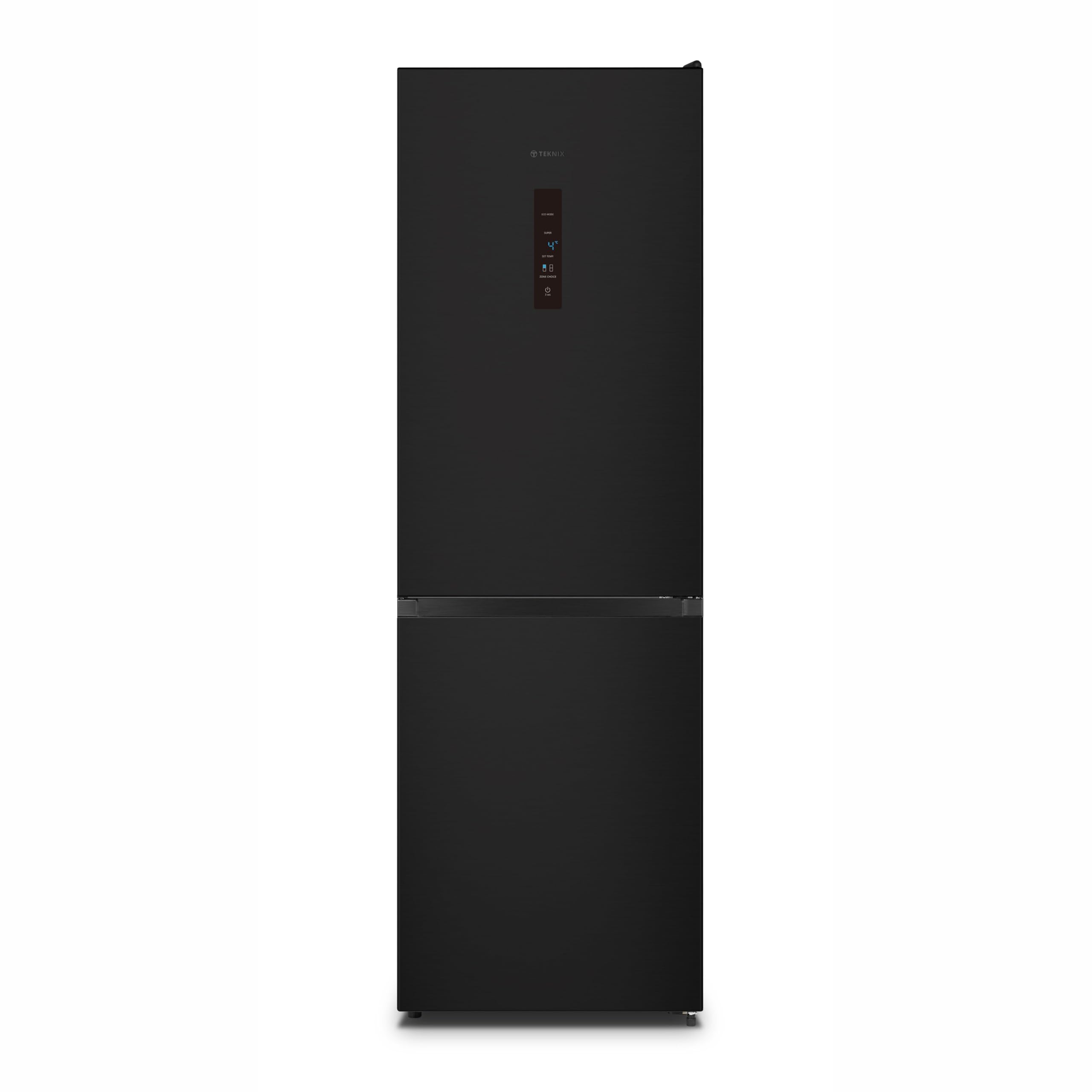 Teknix FFH1825WB 55cm Freestanding 50/50 Fridge Freezer - 256 Litre Capacity - Total No Frost - Non-plumbed Water Dispenser - Black, H182.5 x W55 x D56.2 (cm)