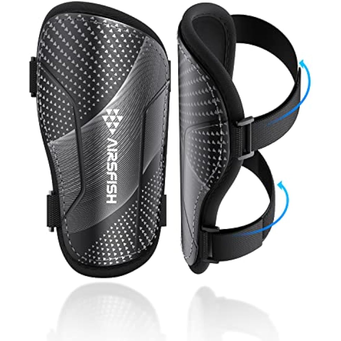 AirsFish Shin Pads Boys CE Certified Kids Football Shin Guards Breathable Non Slip Extended Adjustable Straps Lightweight Soccer Shin Pads for Boys Girls Teens Leg Calf Protective