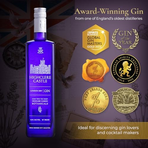 Highclere Castle London Dry Gin, 200+ Global Award-Winning Gin, Made of 10 UK-Grown Herbs and Oats, Perfect for a Glass of Gin and Tonic, ABV 43.5%, 87 Proof, 70 cl