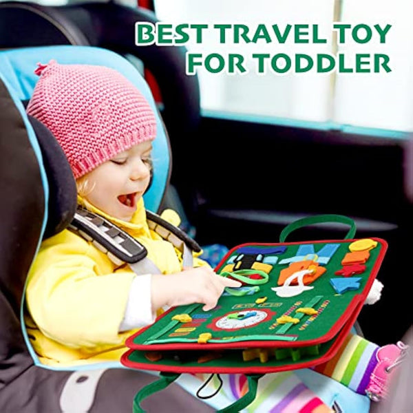 Hooku Busy Board for Toddlers - Montessori Learning Toys, Baby Sensory Toys, Fine Motor Skills, Travel Toys for 3 Year Olds - Baby Gifts