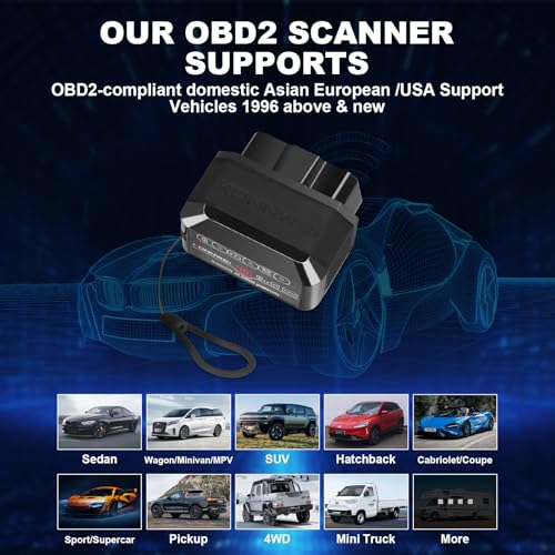 jianyana OBD2 Code Reader, OBD2 Scanner Bluetooth Universal Car Engine Fault Code Reader Car Diagnostic Scanner Diagnostic Scan Tool with BMW Ford VW Audi All OBDII Vehicles