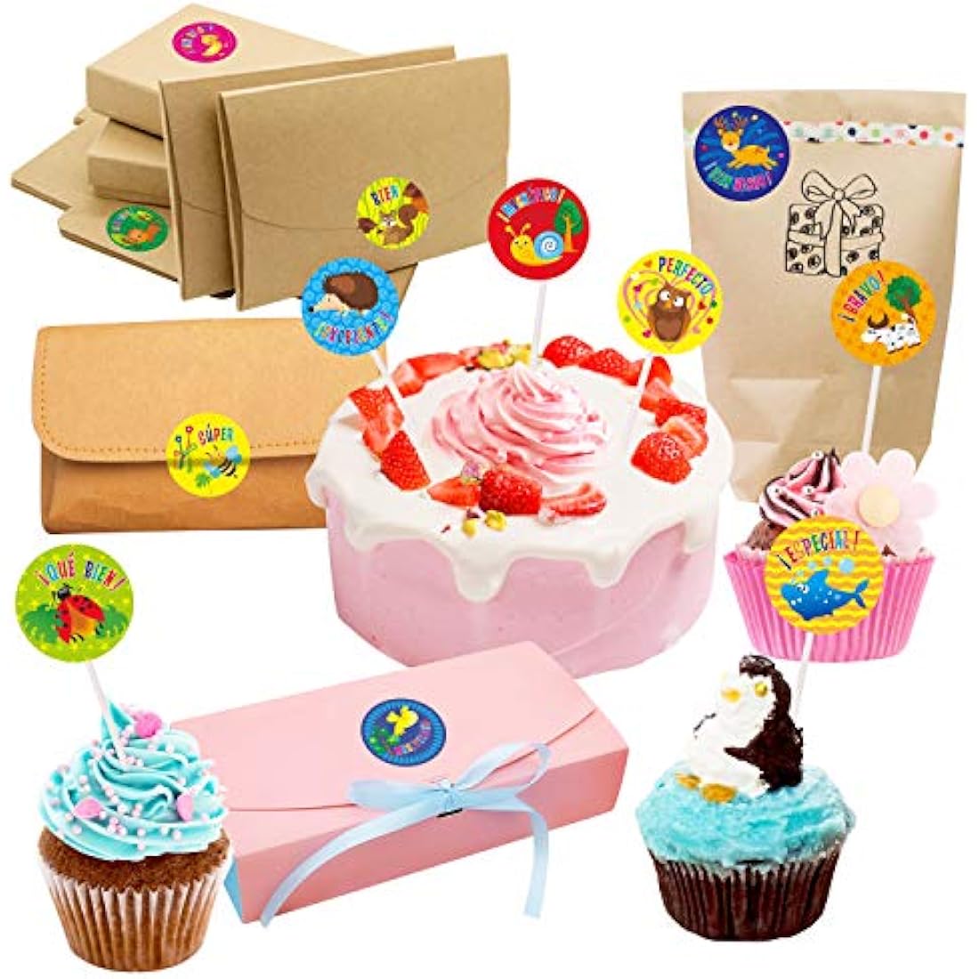 600 Teacher Reward Encouragement Motivational Spanish Espanol Sticker in 16 Animal Designs for Teachers, Classroom Use, (Each Measures 1.5" in Diameter)