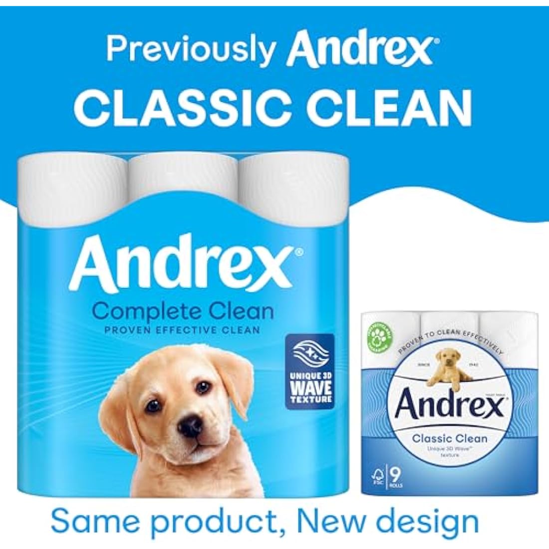 Andrex Classic Clean Mega Toilet Roll - 12 Mega XL - Same Quality Toilet Roll, Lasts Even Longer, 12 Mega Toilet Rolls = 18 Standard Rolls, Paper, White - 2-Ply,Packaging may vary