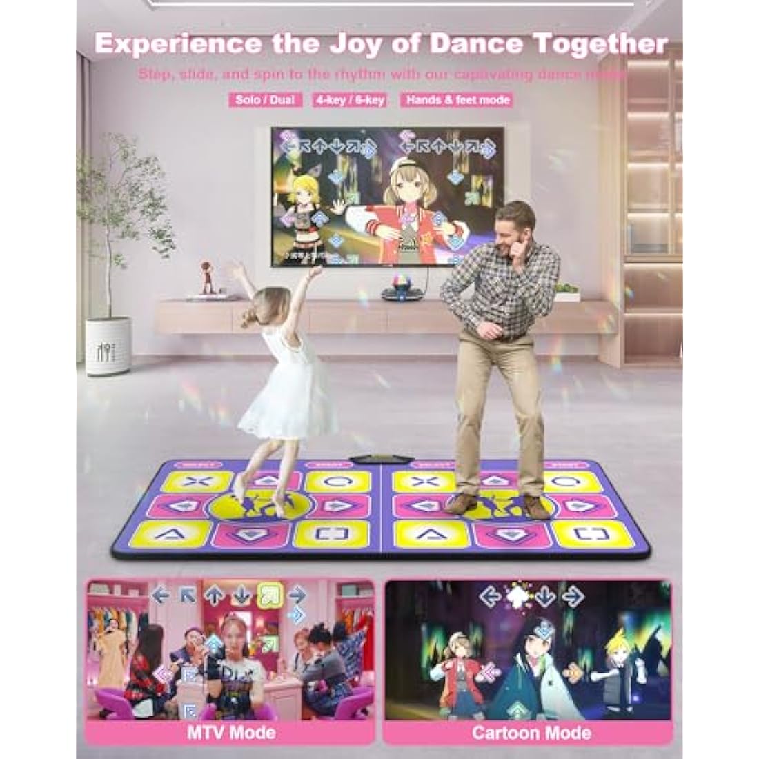 Acelufly Dance Mat, Electronic Dance Mats for TV with HD Camera, Double Dance Mats with Wireless Controller, Non-Slip Dance Fitness Exercise Pad for Kids Adults, Gift for Girls Boys (Purple)