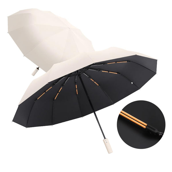Maibar Umbrella Windproof Strong 24 Ribs Compact Umbrellas Sun UV Protection spf 50 Folding Travel Large Auto Open Close Umbrellas Umbrella (Black)