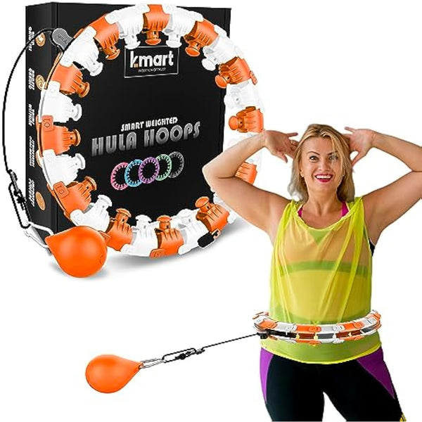 K-MART Smart Hula Ring Hoops, Weighted Hula Circle 24 Detachable Fitness Ring with 360 Degree Auto-Spinning Ball Gymnastics, Massage, Adult Fitness for Weight Loss