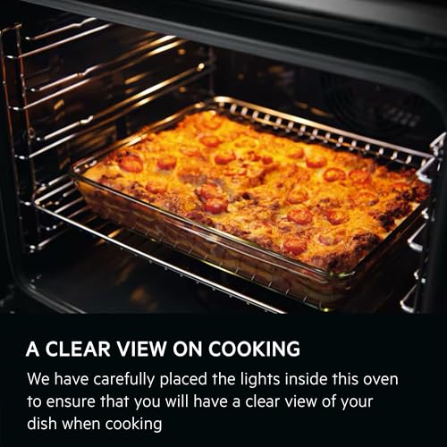 AEG 3000 Series Surroundcook Integrated Oven BEX335011B, 72L Multilevel Cooking, Turbo Grill, Defrost, Led Display, XL Baking Tray, Aqua Clean, Built-in Oven 590x560x550mm, Class A+++ Black