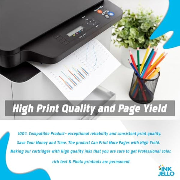 InkJello Toner Cartridge For Printer, Compatibile with HP Colour Laser 150a 150nw 178nw 179fnw W2070A W2071A W2072A W2073A 117A (Black, Cyan, Magenta, Yellow, 4-Pack)