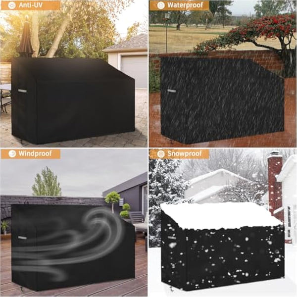 Dokon 2 Seat Garden Bench Covers Waterproof Heavy Duty Oxford Fabric Outdoor Bench Seat Cover with Air Vents Windproof Anti-UV Patio Garden Seat Covers (134x66x63/89cm) - Black