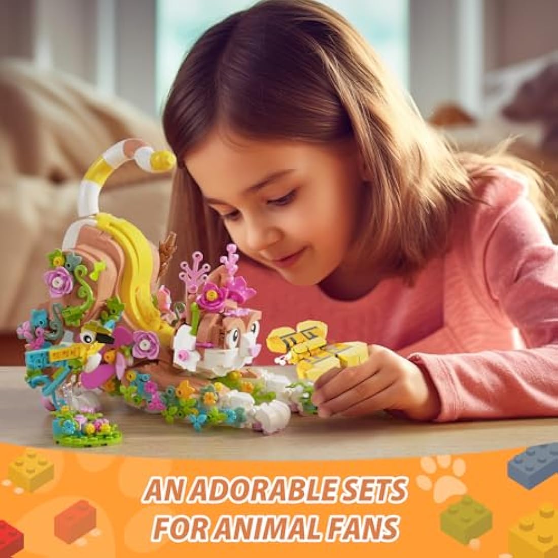 IKUPER Cat Building Set with Flowers, Animal Kit for Kids Aged 10+, Boys & Girls Botanical Toy, for Christmas, Birthdays, Valentine and Easter (1038 Pieces)