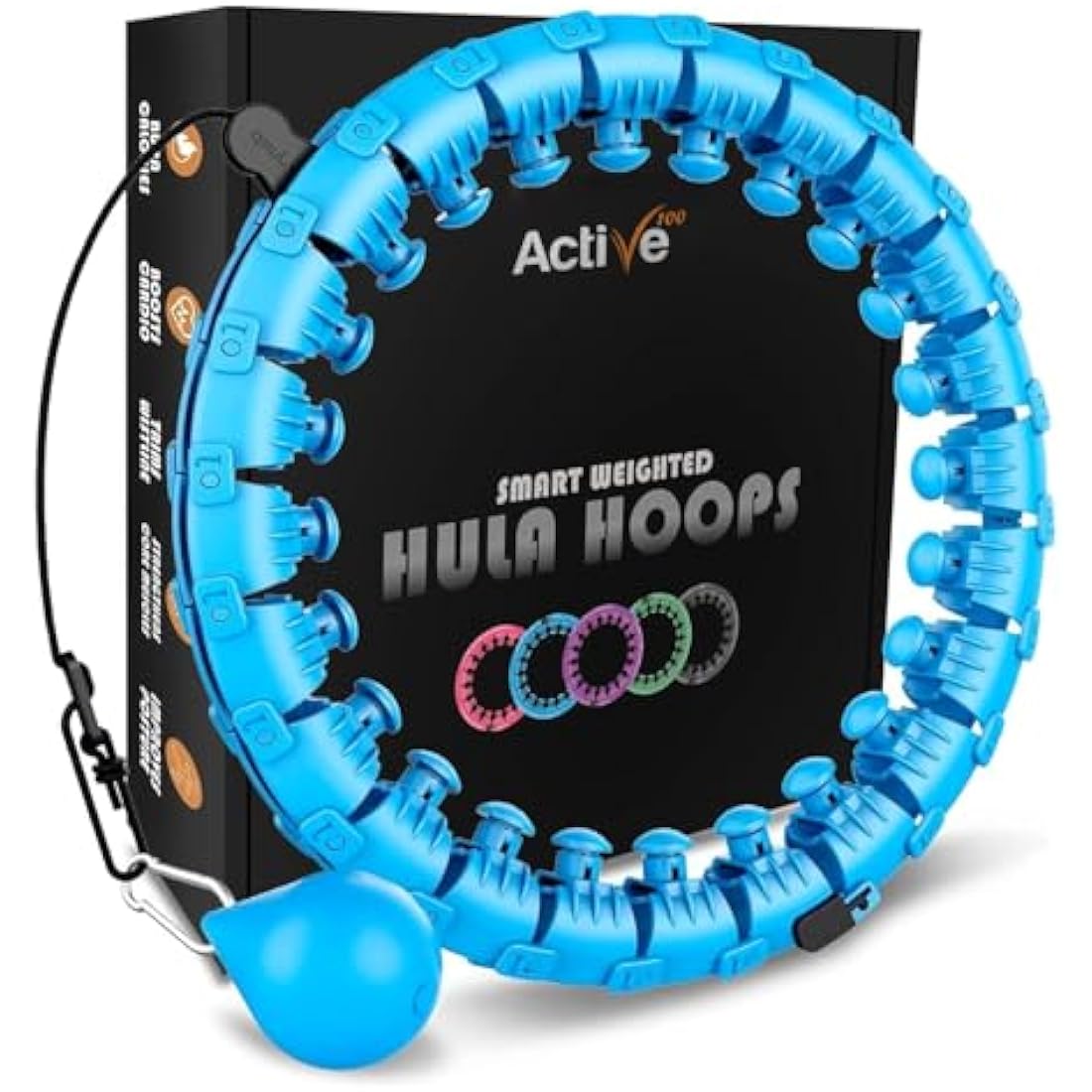 K-MART Smart Hula Ring Hoops, Weighted Hula Circle 24 Detachable Fitness Ring with 360 Degree Auto-Spinning Ball Gymnastics, Massage, Adult Fitness for Weight Loss