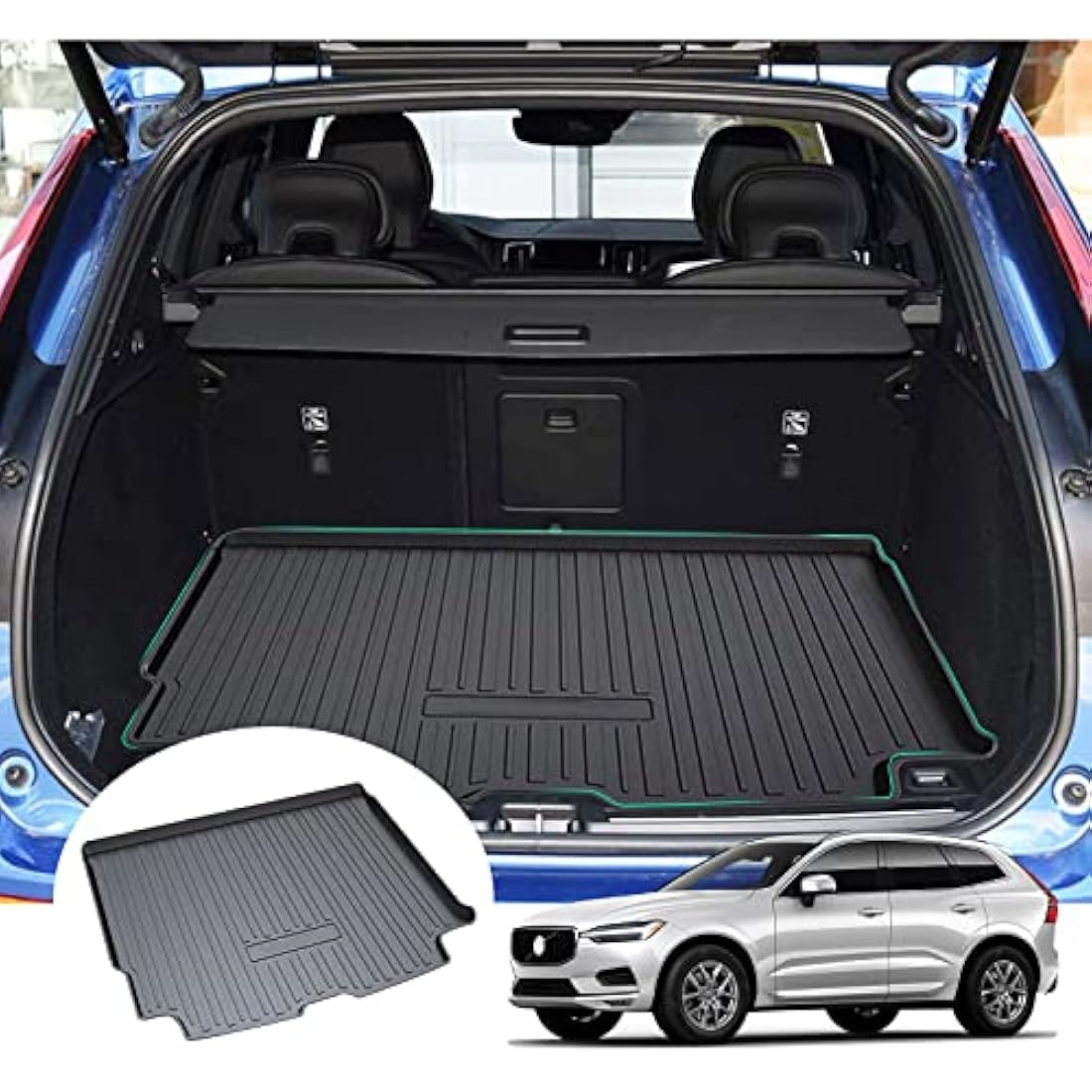 GAFAT Compatible with Volvo XC60 2018-2024 2025 Boot Liner, XC60 2023 Trunk Mat, XC60 Boot Liner Non-Slip Mats Original 3D Scanner TPO, XC60 Mats, XC60 Accessories