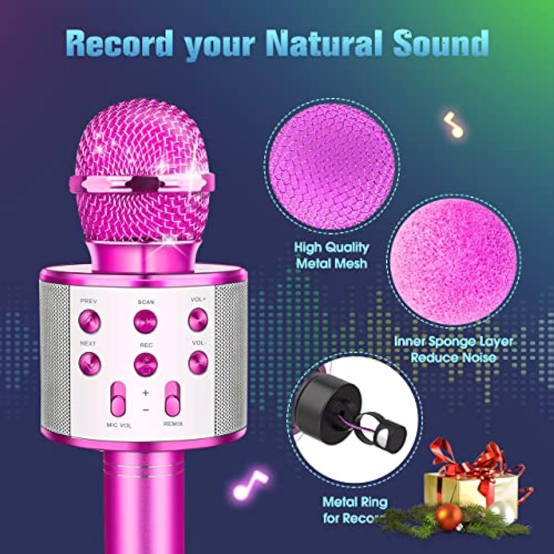 Dislocati Gifts for 3-12 Year Olds Girls, Microphone for Kids Toys for 3-12 Year Old Girls Bluetooth Microphone Teenage Boys Girls Toys Age 3 4 5 6 7 8 Party Toys for Girls Christmas Xmas Gift for Kid
