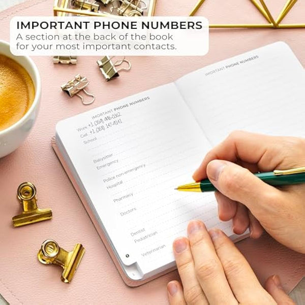 Clever Fox Address Book with alphabetic tabs - PU Leather Telephone and Address Book for Keeping Contacts Safe, Contact Organizer Journal, Small Size (10.5 x 14cm), Hardcover, Rose Gold