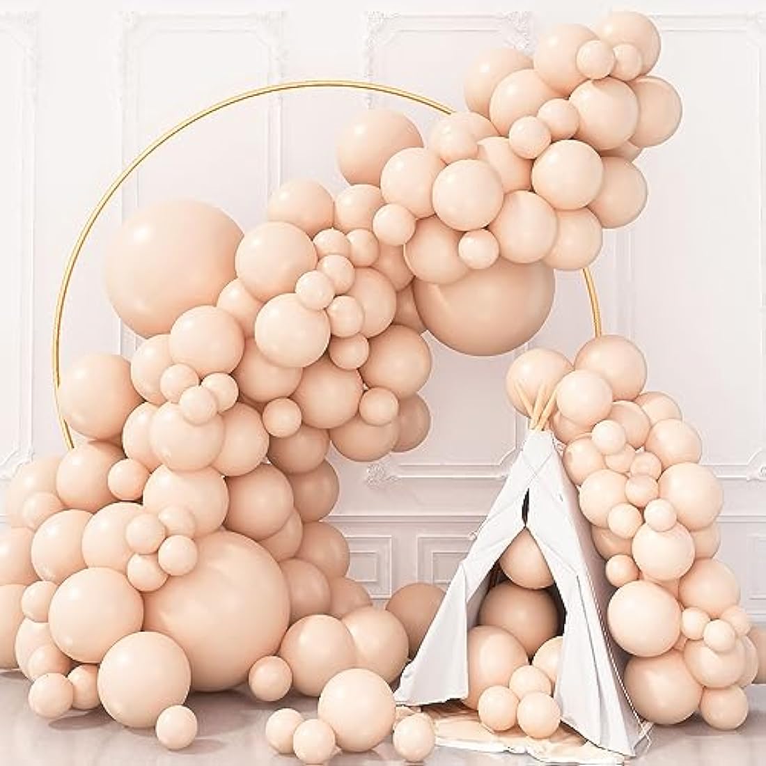 Double Stuffed Blush Balloons Different Sizes Cream Blush Pink Balloon Garland Arch Kit 18 12 10 5inch Pastel Peach Nude Helium Latex Balloons for Boho Birthday Wedding Bridal Shower Party Decorations