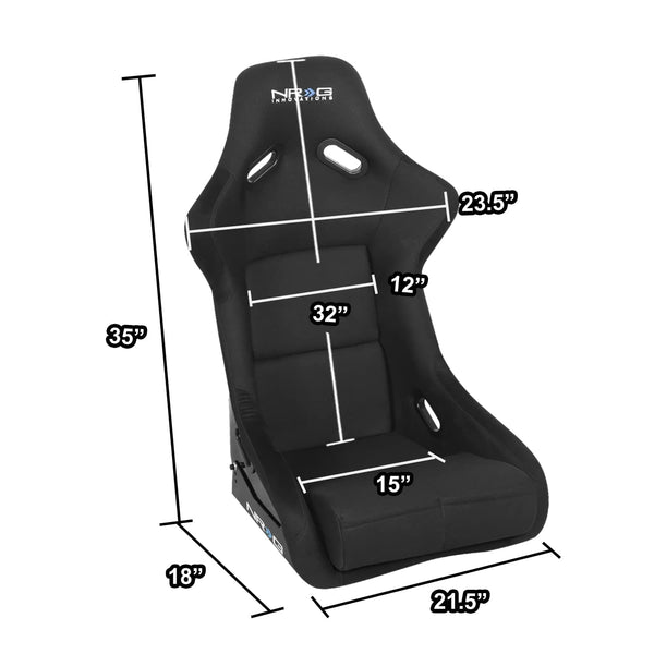 NRG Innovations Fixed Back Sport Bucket Seat - FRP Fiber Glass - Large - Part # FRP-300 Black
