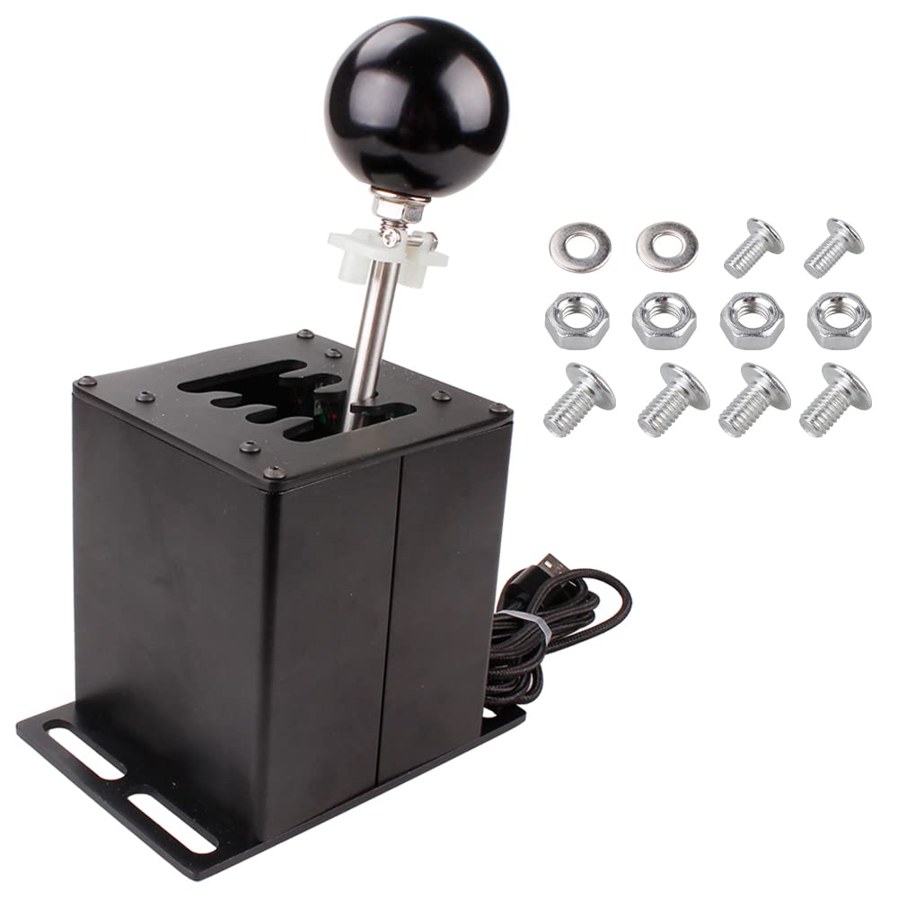 muge racing USB Simulator Shifter, Compatible with Logitech G29 G27 G25 G920 Thrustmaster T300RS/GT Steering Wheel Sequential H Gear Shifter Compatible with ATS ETS Dust WRC Sim Racing Games 7+R
