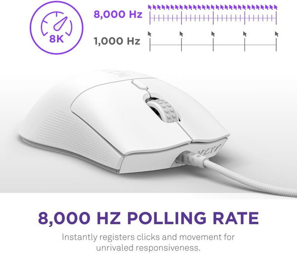 NZXT Lift 2 Ergo | Lightweight Ergonomic Wired Gaming Mouse | Lightweight 61 g Design | 8K Polling Rate | Optical Switches | 26K DPI Optical Sensor | 100% PTFE Feet | Black