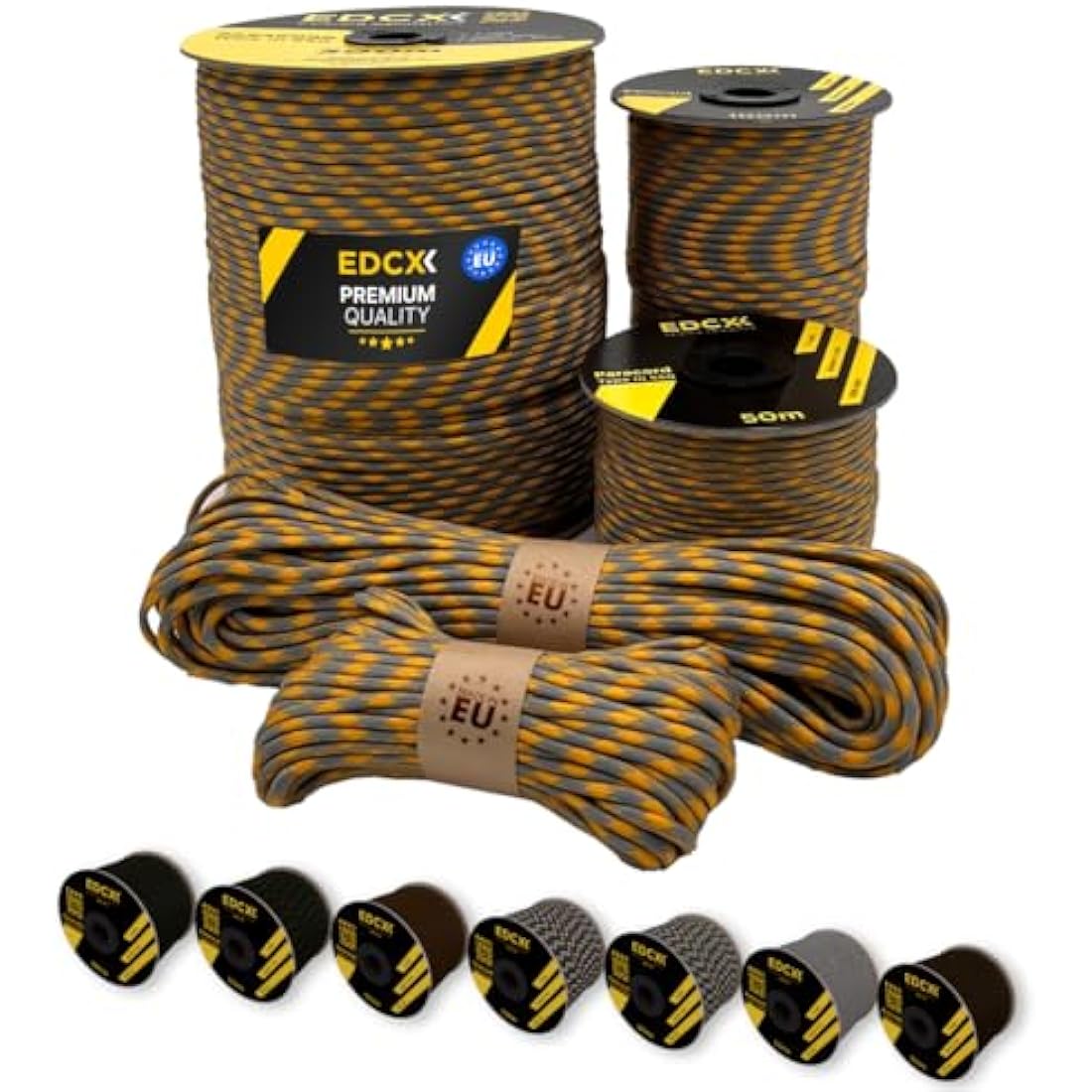 EdcX 4mm Rope 550 - Type III, 100% Rope, 7 Strand Rope, 4mm Rope in Solid Colors