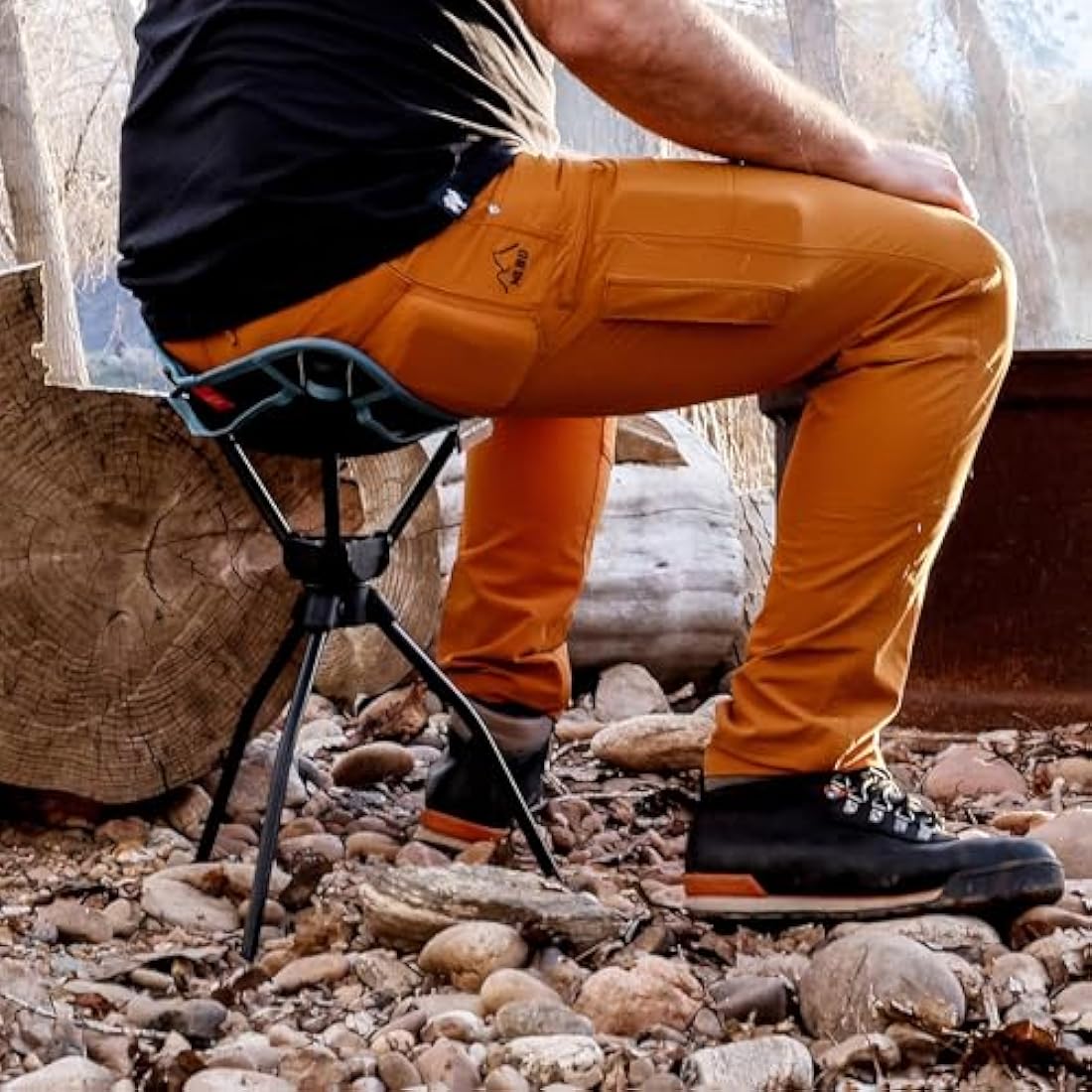 GRAND TRUNK Compass 360 XT Extra Tall Swivel Stool - Compact 260lb Capacity Portable Outdoor Seat for Camping & Travel (Brown)