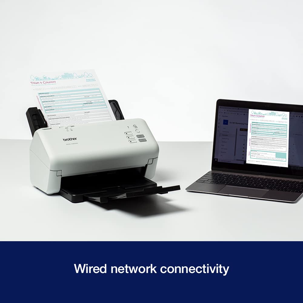 Brother ADS-4300N Desktop Document Scanner |SuperSpeed USB 3.0 |Double-sided |Advanced Image Capture, UK Plug