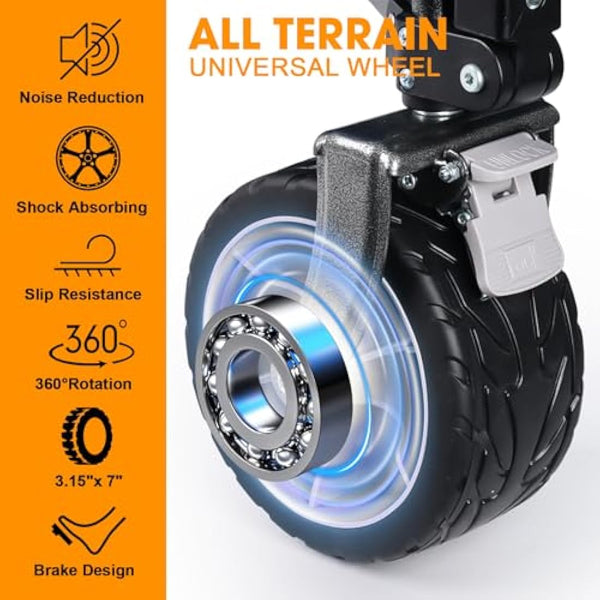 GXCROR Folding Trolley Cart 200L Collapsible Wagon 330 lbs Capacity Heavy Duty Outdoor Beach Wagon with Big Wheels for Camping Beach Garden