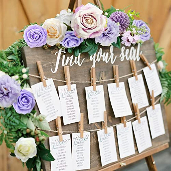 Jubor Artificial Flowers Purple, Dusty Rose Artificial Silk Flowers for DIY Wedding Bridal Bouquets Centerpieces Arrangements Baby Shower Party Home Decorations