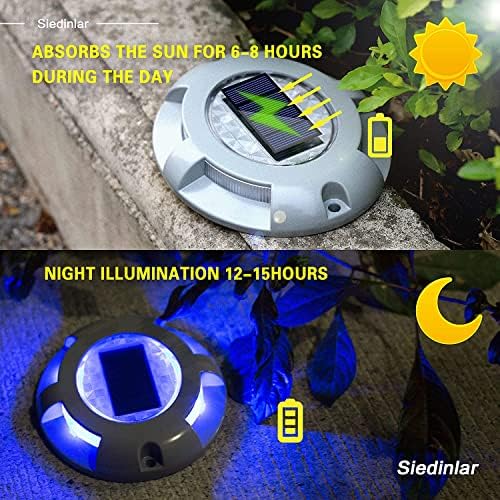 Siedinlar Solar Deck Lights Outdoor Solar Decking Lights Solar Powered Waterproof Solar Ground Lights Solar Lights Outdoor Garden for Pathway Driveway Step Dock 12 Pack (Blue)
