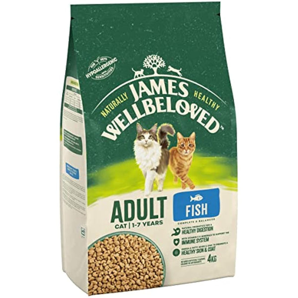 James Wellbeloved Complete Hypoallergenic Adult Dry Cat Food Made With 100% Natural Ingredients and One Source of Animal Protein (Fish), 4 kg