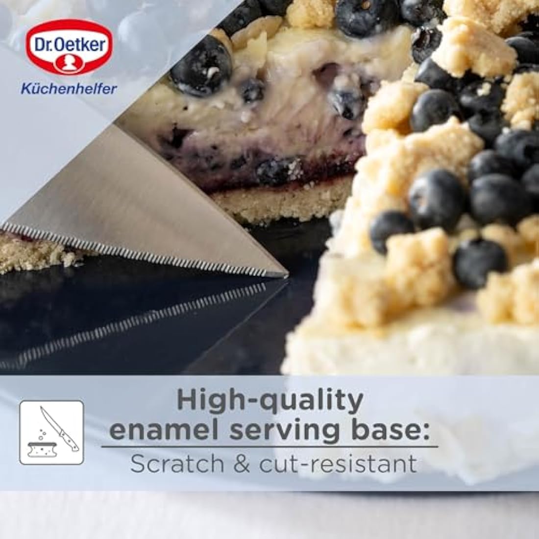 Dr. Oetker Springform Cake Tin 28cm Diameter, Round Cake Mold, Baking Pan, Cut & Scratch Resistant Flat Removable Base, Non-Stick Enamel Coating, Colour: Blue