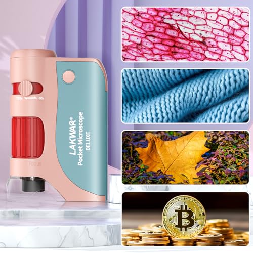 60x-120x Mini Pocket Microscope for Kids Adults, Portable Handheld Microscope, Miniscope Portable for Kids Little Scientist Students School Minilabsters Education