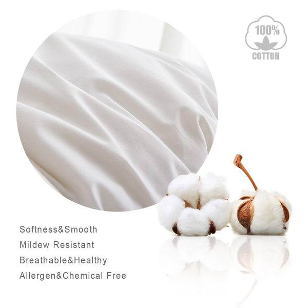 HOMEFOUCS Luxury Feather and Down Pillows, pack of 2 100% Cotton Shell, Soft Hotel Quality Pillows (30% Down)