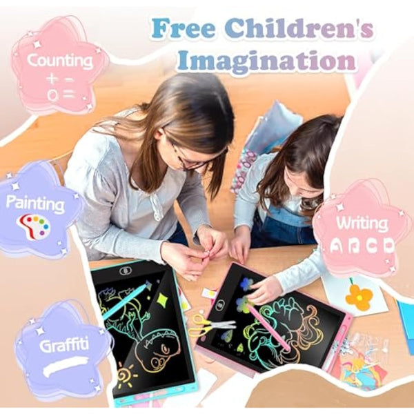 KTEBO® 2 Pack 10 Inch LCD Writing Tablet for Kids, Electronic Drawing Pad and Doodle Board for Ages 3-8, Birthday and Christmas Gifts for Boys and Girls, Back to School Supplies for Kids(Pink & Blue)
