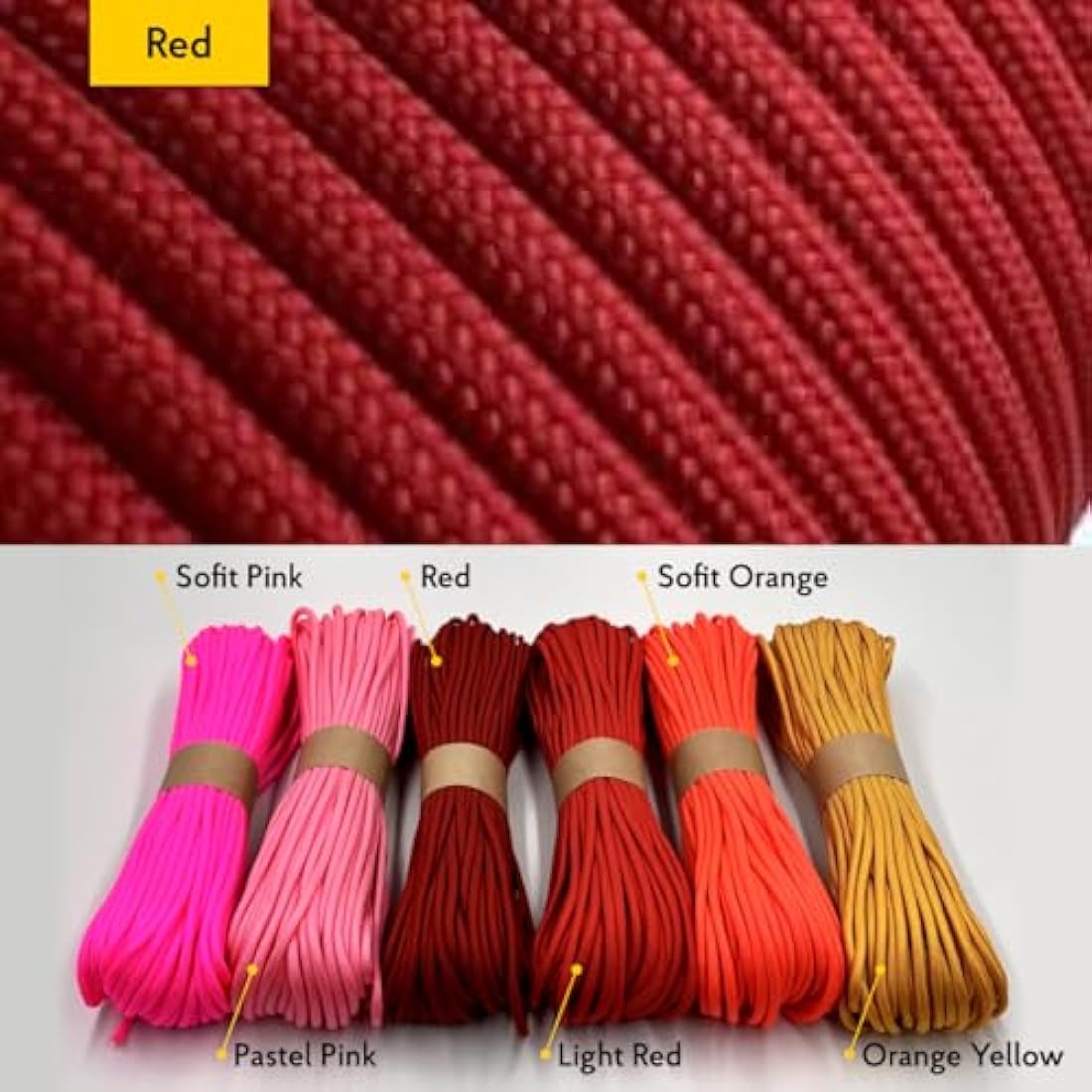 EdcX Paracord 4mm, 35+ Solid Colors (10m, 15m, 30m, 50m, 100m, 300m) | Ideal for Crafting, DIY, Camping, Survival, Outdoor | 100% Nylon Rope 4mm | Tactical Cord 550 Type III
