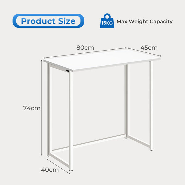 Dripex Compact Folding Desk No Assembly Required Computer Desk Folding Hobby Craft Table, White